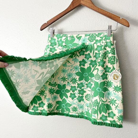 Spartina 449 Fringe Faux Wrap Skort Green Wildflowers Women’s Size XS NEW! - Picture 3 of 13